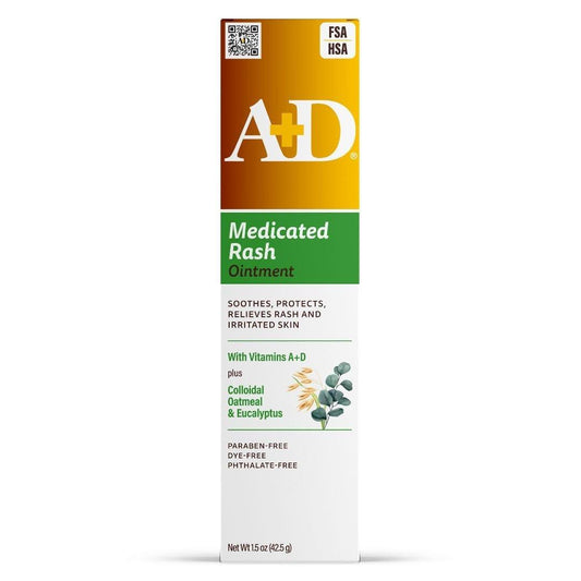 A+D Medicated Rash Ointment 1,5 oz – Lindert Hautausschlag & gereizte Haut durch Giftefeu, Ekzeme, Bart, Bikini, trockene Haut, rissige Haut, Insektenstiche – mit kolloidalem Hafermehl