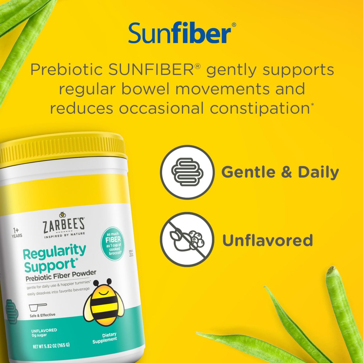 Zarbee's Kinder Ballaststoff-Pulver für regelmäßige Verdauung, geschmacksneutral, zuckerfrei, glutenfrei, tägliches Ballaststoff-Präparat für Kinder & Kleinkinder von 1 bis 12 Jahren, 5,82 oz