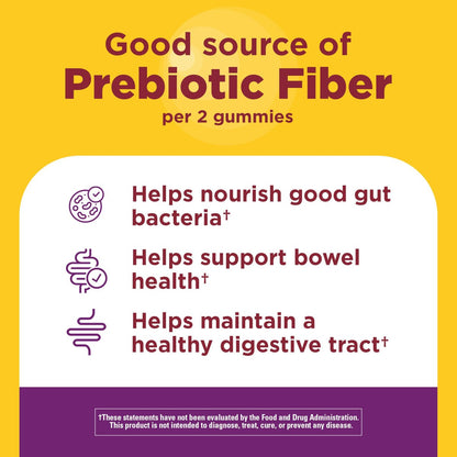 Nature Made Probiotika + Präbiotika Ballaststoff-Gummis für die tägliche Darmgesundheit – Ballaststoffergänzung mit Probiotika zur Unterstützung der Verdauungsgesundheit, 50 Gummis, 25-Tage-Vorrat