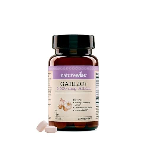 NatureWise Knoblauch Extrakt 5.500 mcg Allicin – Vegan, magensaftresistente Tabletten mit Vitamin B & C, 60 Stück (30-Tage-Vorrat)