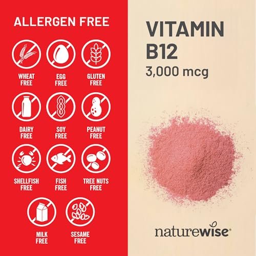 NatureWise Vitamin B12 3000 mcg – Extra Stärke – Nahrungsergänzung zur Unterstützung von Energie, geistiger Klarheit und Nervensystem – Leicht zu schlucken, soja- und glutenfrei, nicht gentechnisch verändert – 60 Softgels