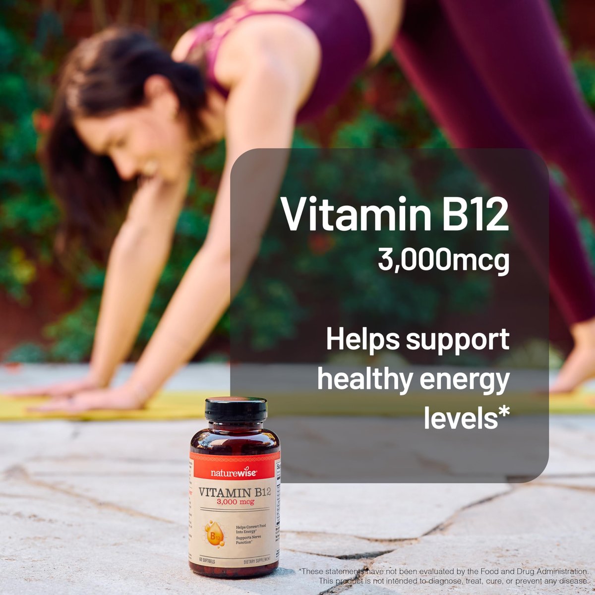 NatureWise Vitamin B12 3000 mcg – Extra Stärke – Nahrungsergänzung zur Unterstützung von Energie, geistiger Klarheit und Nervensystem – Leicht zu schlucken, soja- und glutenfrei, nicht gentechnisch verändert – 60 Softgels
