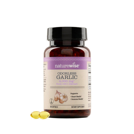 NatureWise Knoblauch Ergänzung 4000mg - Ultra Potenter 100:1 Extrakt - Gesunder Cholesterinspiegel, Herzgesundheit - Nicht-GVO, Glutenfrei, mit Halal-Gelatine - 180 Kapseln [90 Tage Vorrat]