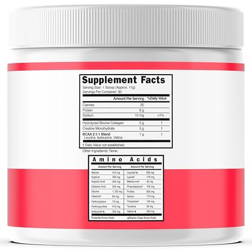 Creatin für Frauen | Kreatin-Monohydrat-Pulver 5 g + 5000 mg Kollagen + 1000 mg BCAA 2:1:1 (30 Portionen) | Unterstützt Gesäßmuskulatur, schlanke Muskeln, Erholung, Energie & Ausdauer | Nicht-GVO, glutenfrei - hergestellt in den USA