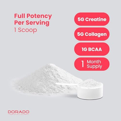 Creatin für Frauen | Kreatin-Monohydrat-Pulver 5 g + 5000 mg Kollagen + 1000 mg BCAA 2:1:1 (30 Portionen) | Unterstützt Gesäßmuskulatur, schlanke Muskeln, Erholung, Energie & Ausdauer | Nicht-GVO, glutenfrei - hergestellt in den USA