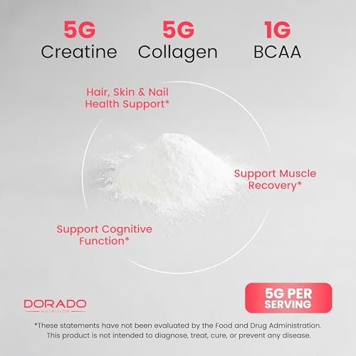 Creatin für Frauen | Kreatin-Monohydrat-Pulver 5 g + 5000 mg Kollagen + 1000 mg BCAA 2:1:1 (30 Portionen) | Unterstützt Gesäßmuskulatur, schlanke Muskeln, Erholung, Energie & Ausdauer | Nicht-GVO, glutenfrei - hergestellt in den USA
