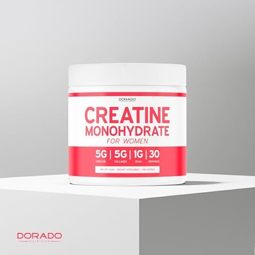 Creatin für Frauen | Kreatin-Monohydrat-Pulver 5 g + 5000 mg Kollagen + 1000 mg BCAA 2:1:1 (30 Portionen) | Unterstützt Gesäßmuskulatur, schlanke Muskeln, Erholung, Energie & Ausdauer | Nicht-GVO, glutenfrei - hergestellt in den USA