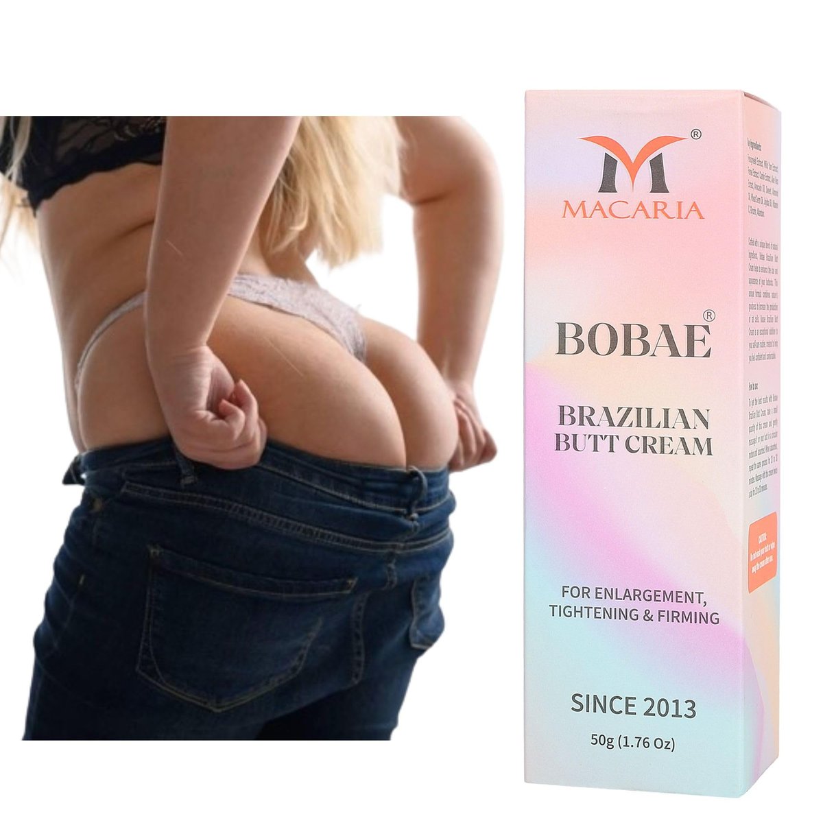 Bobae Brazilian Buttock Hips Vergrößerungs- und Pflegecreme (Gel) für Frauen – Booty Growth