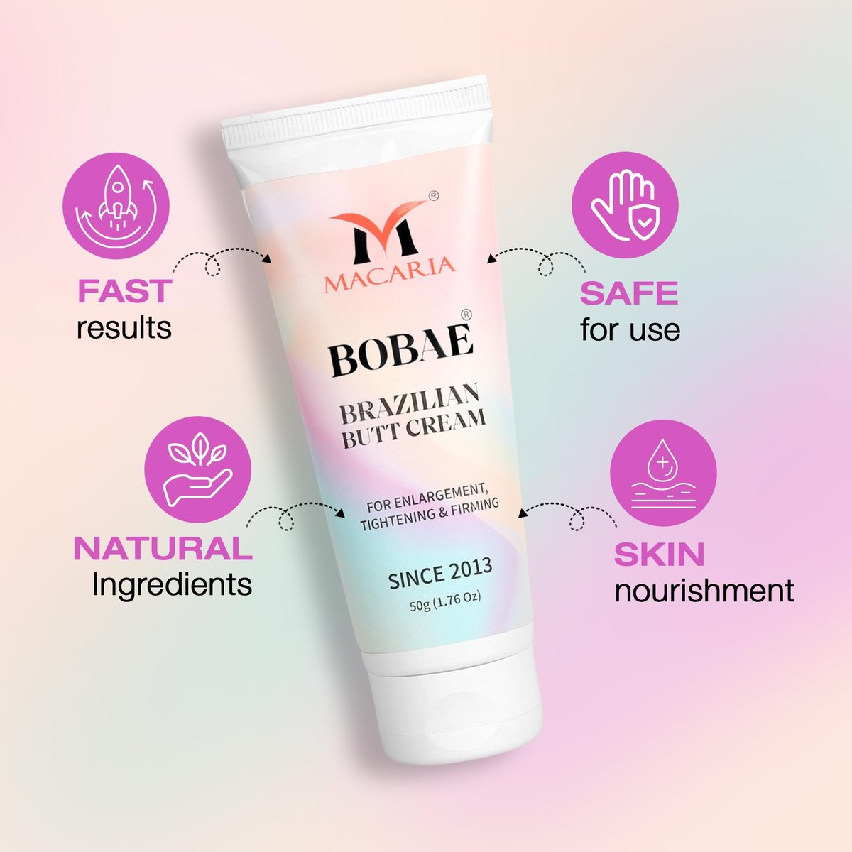 Bobae Brazilian Buttock Hips Vergrößerungs- und Pflegecreme (Gel) für Frauen – Booty Growth