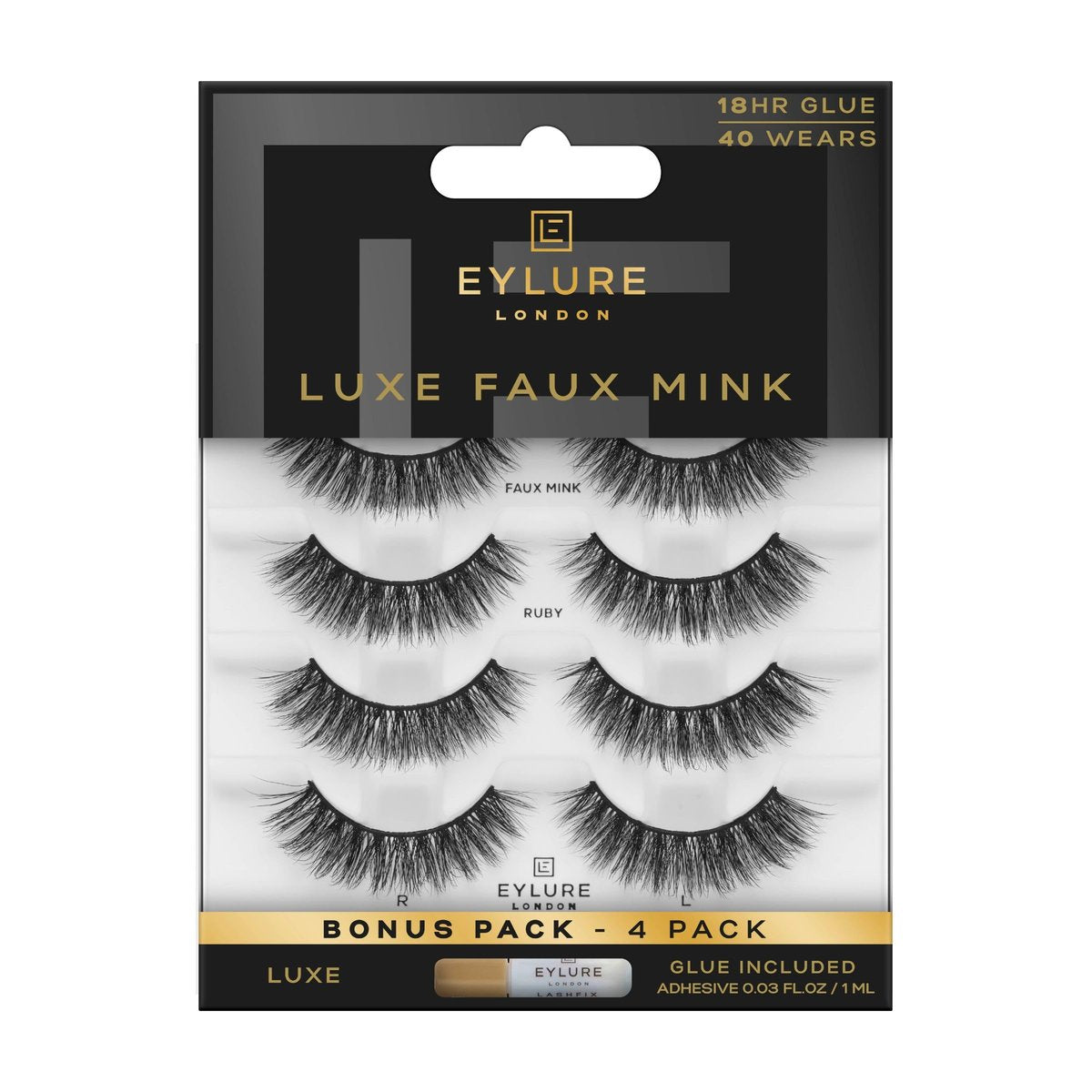 Eylure Luxe Faux Mink Ruby Wimpern Multipack – 4 Paar samtweiche Fake Lashes