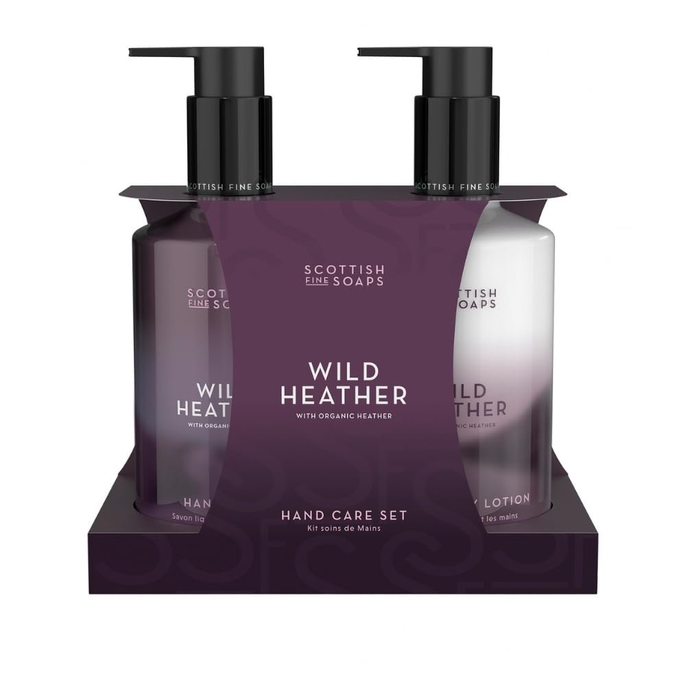 Scottish Fine Soaps Wild Heather Luxury Hand Care Set – Handwaschseife & Handlotion mit Bio-Heidekrautextrakt, 600 ml