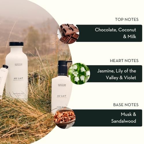 Scottish Fine Soaps Au Lait Handseife Nachfüllpackung, mit Bio-Hafer und Kamillenmilch, vegan, mit Schokoladen-, Kokos- und Sandelholzduft, 1,2 L