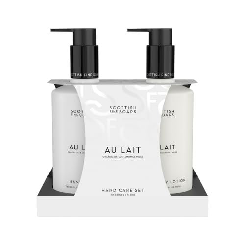 Scottish Fine Soaps Au Lait Luxury Hand Care Collection Set – Hafer & Kamillenmilch, Schokolade, Kokos & Sandelholz Duft, vegan