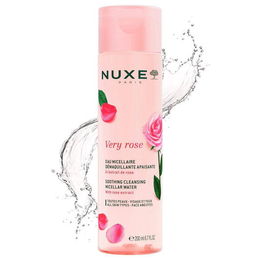 Nuxe Very Rose 3-in-1 Mizellenwasser – Beruhigender Gesichtsreiniger & Make-up-Entferner mit Rosenextrakt für Gesicht & Augen, 200 ml