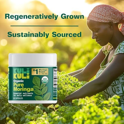 KULI KULI Bio reine Moringa Kapseln, 60 Stück – Natürliches Nahrungsergänzungsmittel