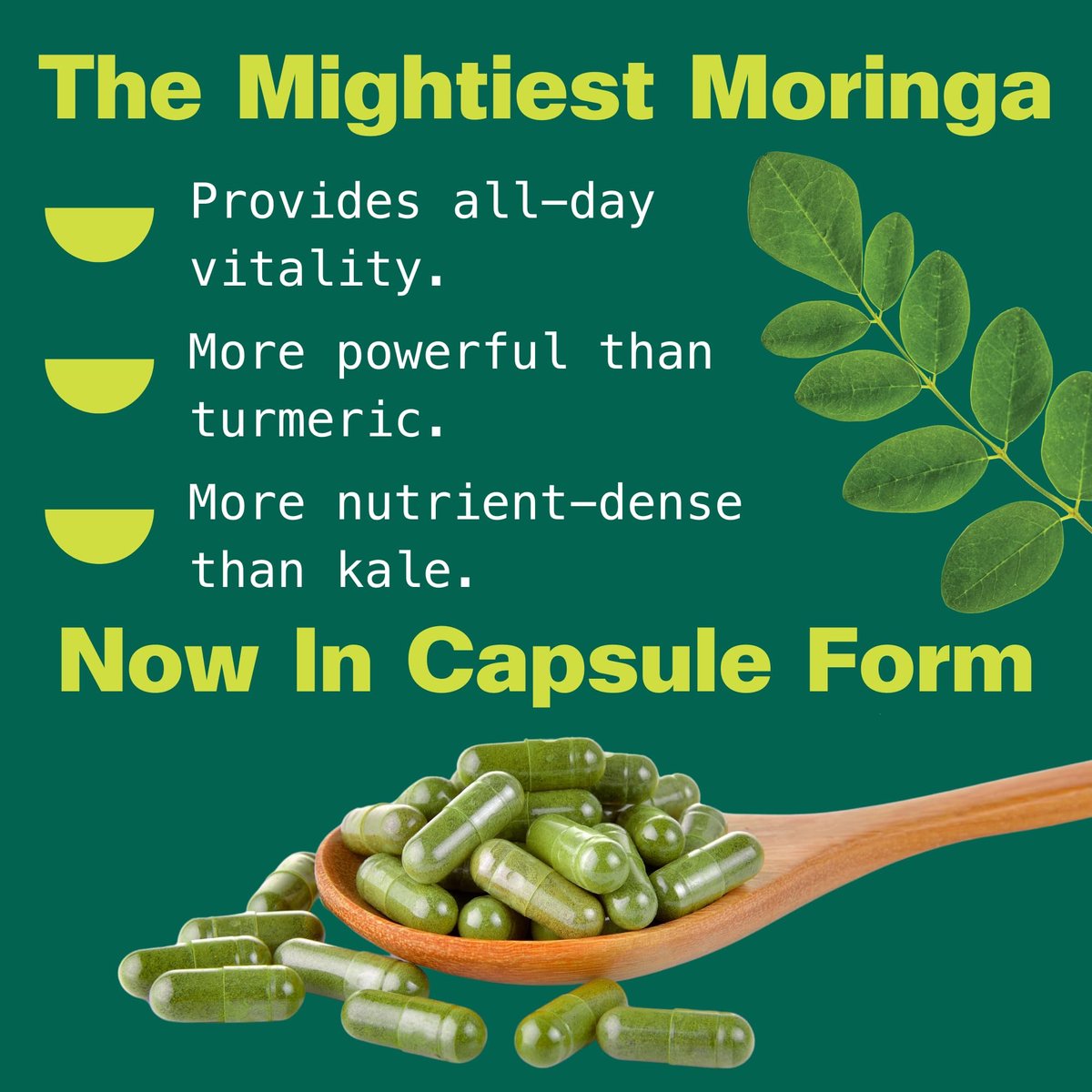 KULI KULI Bio reine Moringa Kapseln, 60 Stück – Natürliches Nahrungsergänzungsmittel