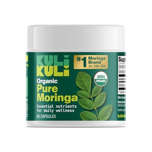 KULI KULI Bio reine Moringa Kapseln, 60 Stück – Natürliches Nahrungsergänzungsmittel