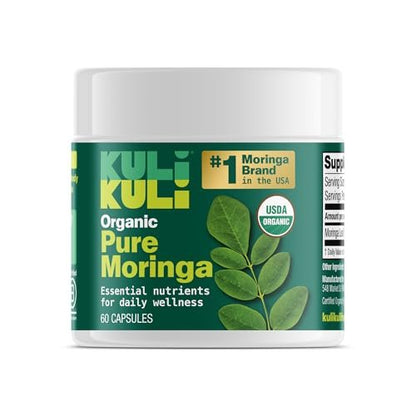 KULI KULI Bio reine Moringa Kapseln, 60 Stück – Natürliches Nahrungsergänzungsmittel