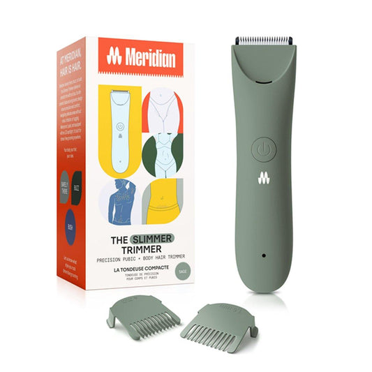 MERIDIAN Slimmer Trimmer – Elektrischer Rasierer für Frauen, Bikini- und Intimbereich, wiederaufladbar & wasserdicht, schmerzfrei, sanft, leise & reisefreundlich, Salbeigrün