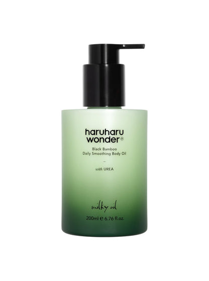 HARUHARU wonder Black Bamboo Daily Smoothing Body Oil – Schnell einziehendes, leichtes, nicht fettendes Körperöl mit Mandel- und Arganöl, 200 ml