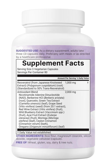 Micro Ingredients Resveratrol NAD Komplex 3.000 mg für Frauen und Männer, 240 vegane Kapseln | NMN Nahrungsergänzungsalternative | 11-in-1 Formel mit NAD+, Quercetin, Moringa, Berberin, Traubenkern & Oregano