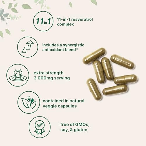 Micro Ingredients Resveratrol NAD Komplex 3.000 mg für Frauen und Männer, 240 vegane Kapseln | NMN Nahrungsergänzungsalternative | 11-in-1 Formel mit NAD+, Quercetin, Moringa, Berberin, Traubenkern & Oregano