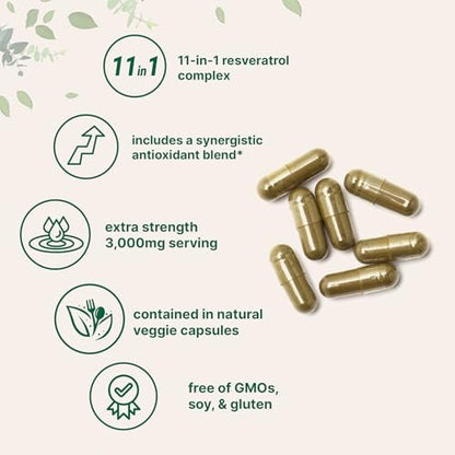 Micro Ingredients Resveratrol NAD Komplex 3.000 mg für Frauen und Männer, 240 vegane Kapseln | NMN Nahrungsergänzungsalternative | 11-in-1 Formel mit NAD+, Quercetin, Moringa, Berberin, Traubenkern & Oregano