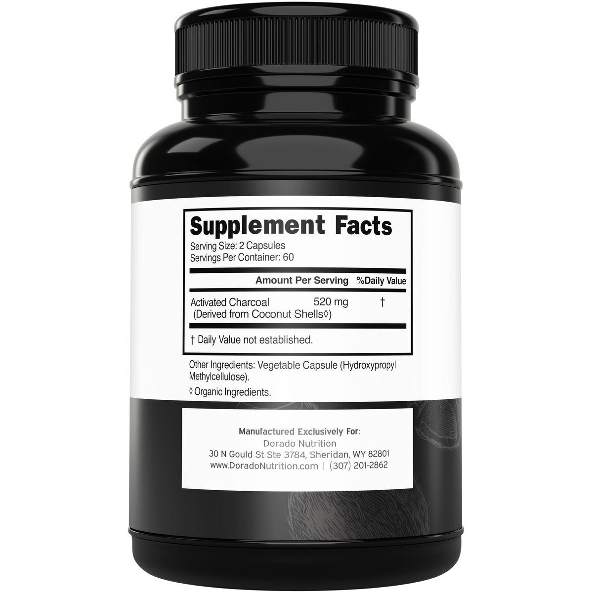Organische Aktivkohle Kapseln (120 Kapseln) – Aktivkohle aus Kokosnussschalen gegen Blähungen & zur Entgiftung, 520 mg pro Portion für Frauen & Männer – Drittanbieter getestet, Non-GMO & hergestellt in den USA