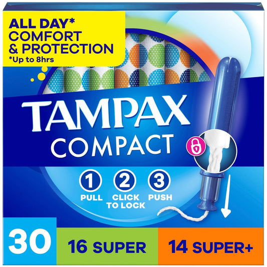 Tampax Compact Pearl Tampons Multipack, Super/Super Plus, mit LeakGuard Braid & ausziehbarer Applikator, 30 Stück
