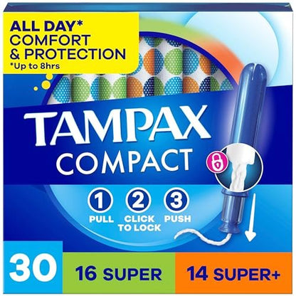 Tampax Compact Pearl Tampons Multipack, Super/Super Plus, mit LeakGuard Braid & ausziehbarer Applikator, 30 Stück
