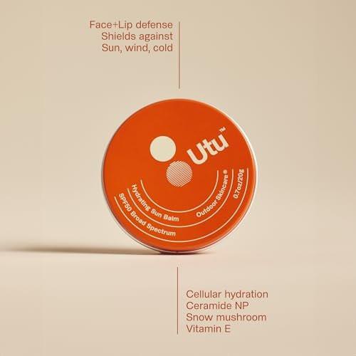 UTU Hydrating Sun Balm SPF 50 – Mineralischer Sonnenschutz für Gesicht & Lippen mit Vitamin E, Schneepilz & Ceramid NP, Riffischer, Tierversuchsfrei (20 g | 0,7 oz)