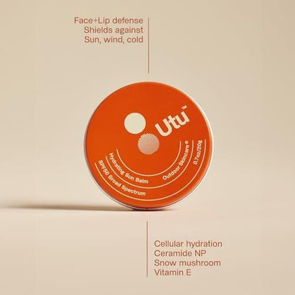 UTU Hydrating Sun Balm SPF 50 – Mineralischer Sonnenschutz für Gesicht & Lippen mit Vitamin E, Schneepilz & Ceramid NP, Riffischer, Tierversuchsfrei (20 g | 0,7 oz)