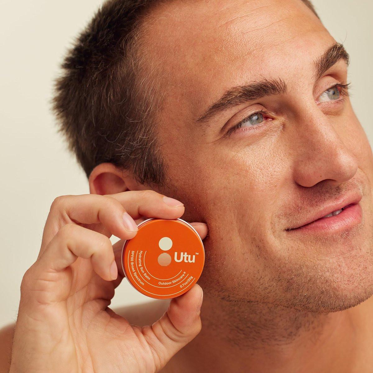 UTU Hydrating Sun Balm SPF 50 – Mineralischer Sonnenschutz für Gesicht & Lippen mit Vitamin E, Schneepilz & Ceramid NP, Riffischer, Tierversuchsfrei (20 g | 0,7 oz)