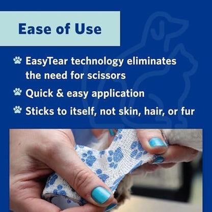 OVIK Health PetFlex Paw Pack – Flexible selbsthaftende elastische Bandage für die Wundversorgung – Erste-Hilfe-Wickel für Kleintiere wie Hunde, Katzen und andere Haustiere – 2 Zoll, 2 Rollen
