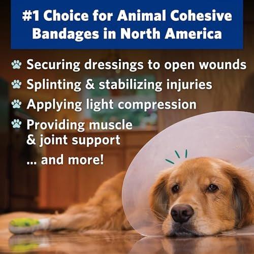 OVIK Health PetFlex Paw Pack – Flexible selbsthaftende elastische Bandage für die Wundversorgung – Erste-Hilfe-Wickel für Kleintiere wie Hunde, Katzen und andere Haustiere – 2 Zoll, 2 Rollen