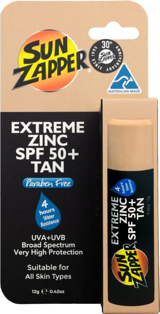 Sun Zapper Zink-Stick SPF 50 + Zinkoxid Mineralischer Sonnenstick für das Gesicht (Mittlerer Hautton)
