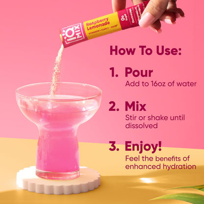 IQMIX Hydration Electrolyte Powder – 4-in-1 Formel für Hydration, geistige Klarheit, Stimmung und Erholung – Zuckerfreies Getränkepulver, Keto, Magnesium-L-Threonat, Löwenmähne – 20 Portionen Neuer Himbeer-Limonade-Geschmack
