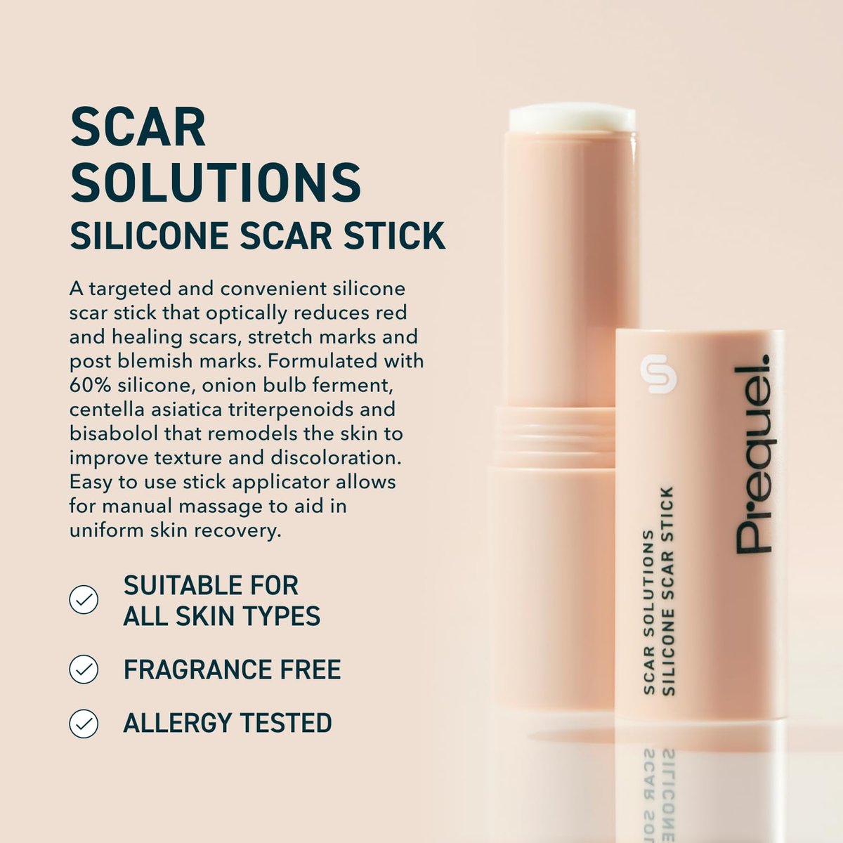 Prequel Skin Scar Solutions 60% Silikon-Narbenstift – Dicker, samtiger Film für Narben – Mit Centella Asiatica und Vitamin E – Beruhigend und okklusiv