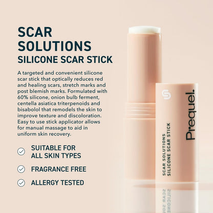 Prequel Skin Scar Solutions 60% Silikon-Narbenstift – Dicker, samtiger Film für Narben – Mit Centella Asiatica und Vitamin E – Beruhigend und okklusiv