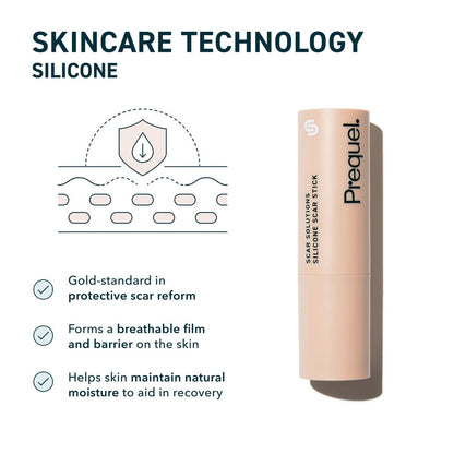 Prequel Skin Scar Solutions 60% Silikon-Narbenstift – Dicker, samtiger Film für Narben – Mit Centella Asiatica und Vitamin E – Beruhigend und okklusiv