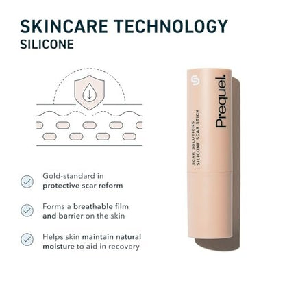 Prequel Skin Scar Solutions 60% Silikon-Narbenstift – Dicker, samtiger Film für Narben – Mit Centella Asiatica und Vitamin E – Beruhigend und okklusiv