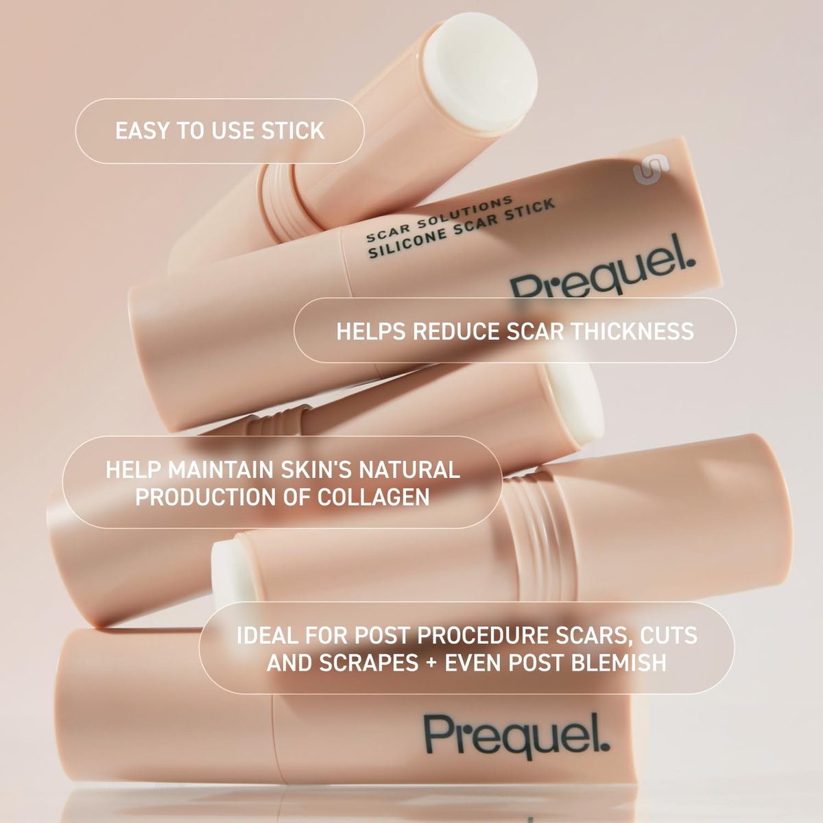 Prequel Skin Scar Solutions 60% Silikon-Narbenstift – Dicker, samtiger Film für Narben – Mit Centella Asiatica und Vitamin E – Beruhigend und okklusiv