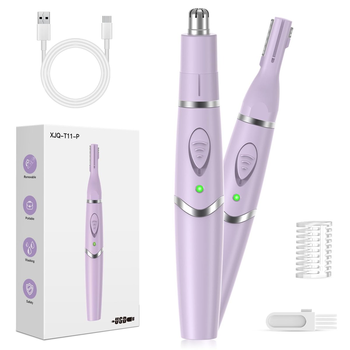 Yinowt Nasen- und Ohrenhaartrimmer für Frauen, 2026 Professioneller Schmerzfreier 2-in-1 USB-Aufladbarer Augenbrauen- & Gesichtshaartrimmer, Präzisionswerkzeug mit starkem Motor und Doppelklingen, IPX7 wasserdicht