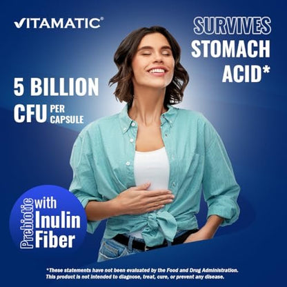 Vitamatic Bifidobacterium Infantis – 5 Milliarden pro Kapsel – 60 Kapseln – Verdauungsunterstützung mit präbiotischem Inulin