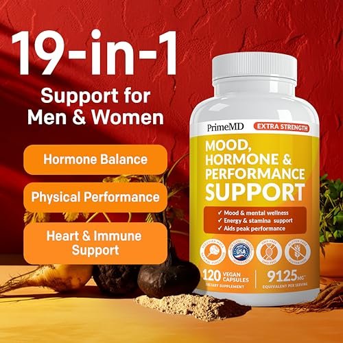19-in-1 Extra Starkes Peruanisches Maca-Wurzelkapseln - 9125 mg Ashwagandha Nahrungsergänzungsmittel mit Bockshornklee und Ginseng für Stimmung, Hormone und Leistungsunterstützung (120 Stück)
