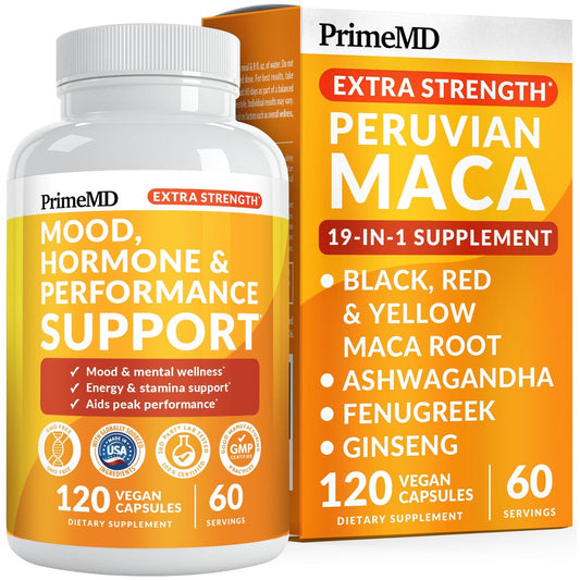 19-in-1 Extra Starkes Peruanisches Maca-Wurzelkapseln - 9125 mg Ashwagandha Nahrungsergänzungsmittel mit Bockshornklee und Ginseng für Stimmung, Hormone und Leistungsunterstützung (120 Stück)