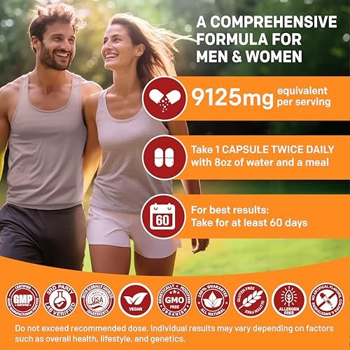 19-in-1 Extra Starkes Peruanisches Maca-Wurzelkapseln - 9125 mg Ashwagandha Nahrungsergänzungsmittel mit Bockshornklee und Ginseng für Stimmung, Hormone und Leistungsunterstützung (120 Stück)