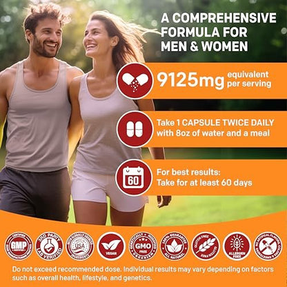 19-in-1 Extra Starkes Peruanisches Maca-Wurzelkapseln - 9125 mg Ashwagandha Nahrungsergänzungsmittel mit Bockshornklee und Ginseng für Stimmung, Hormone und Leistungsunterstützung (120 Stück)