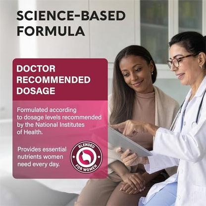 Multivitamin für Frauen - B-Komplex | Vollwertkost | Haarwachstum | Verdauung & Stoffwechsel | Eisen - 47in1 Frauen Multivitamin - Bioverfügbar & Magenfreundlich - 90 Kapseln, 3 Monatsvorrat