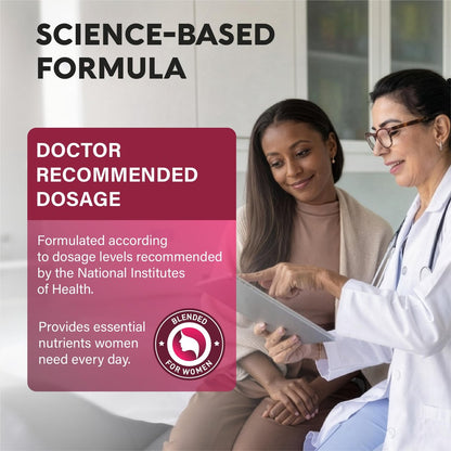 Multivitamin für Frauen - B-Komplex | Vollwertkost | Haarwachstum | Verdauung & Stoffwechsel | Eisen - 47in1 Frauen Multivitamin - Bioverfügbar & Magenfreundlich - 90 Kapseln, 3 Monatsvorrat